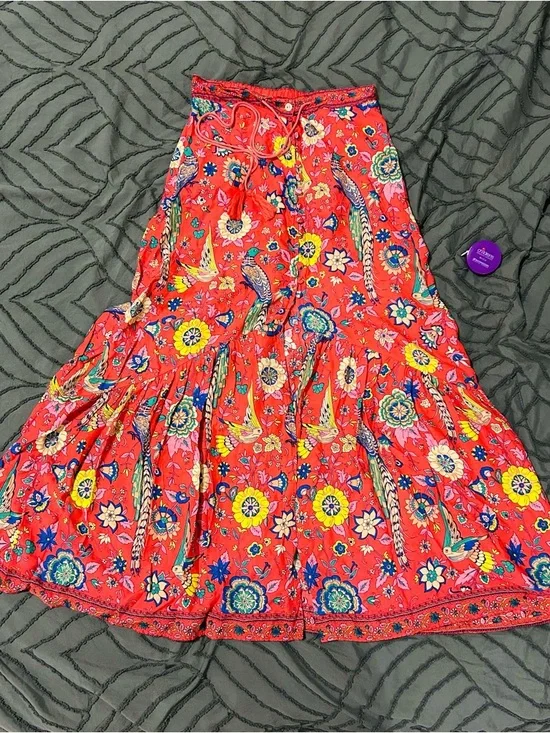 Mora Sz SML Red/Pink Floral Maxi Skirt with Bird - Picture 10 of 12